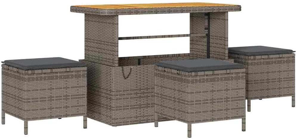 GFMGUEMV Gartenmöbel Set 14-Teilig Poly-Rattan Grau 110 Cm Tisch