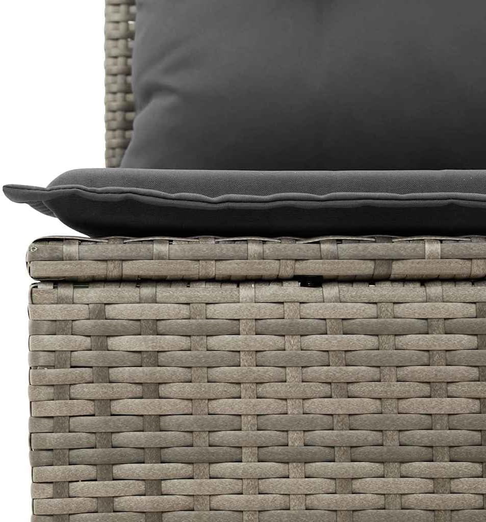 GFMGUEMV Modulares Rattan Sofa-Set 14-teilig Grau Mit Höhenverstellbarem Tisch