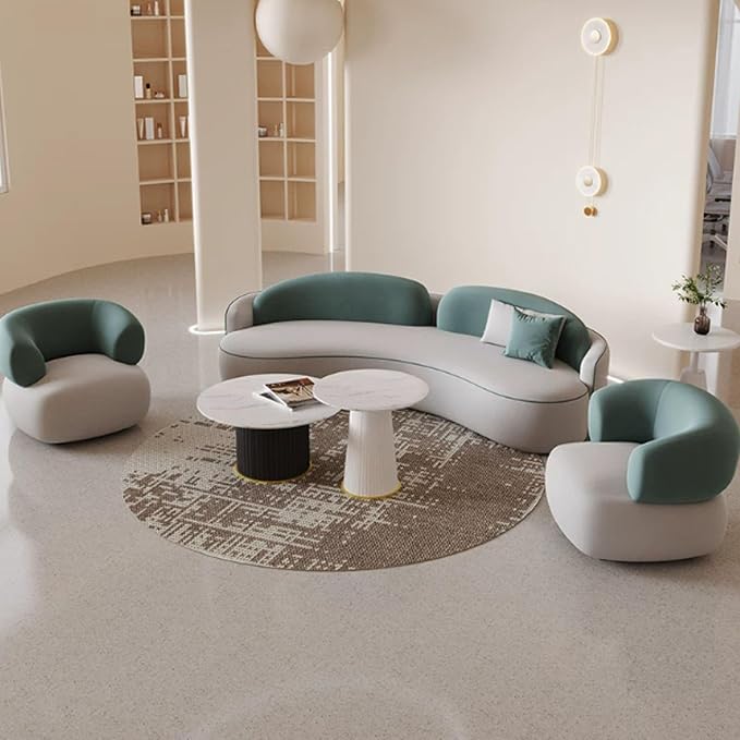 KIBONCY Geschwungenes Ledersofa 2.6m Beige