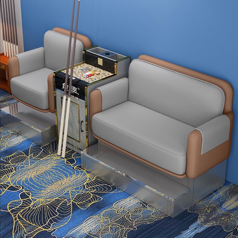 KIBONCY Billard-Zuschauersofa 4-Sitzer Mit Seitentisch Kunstleder