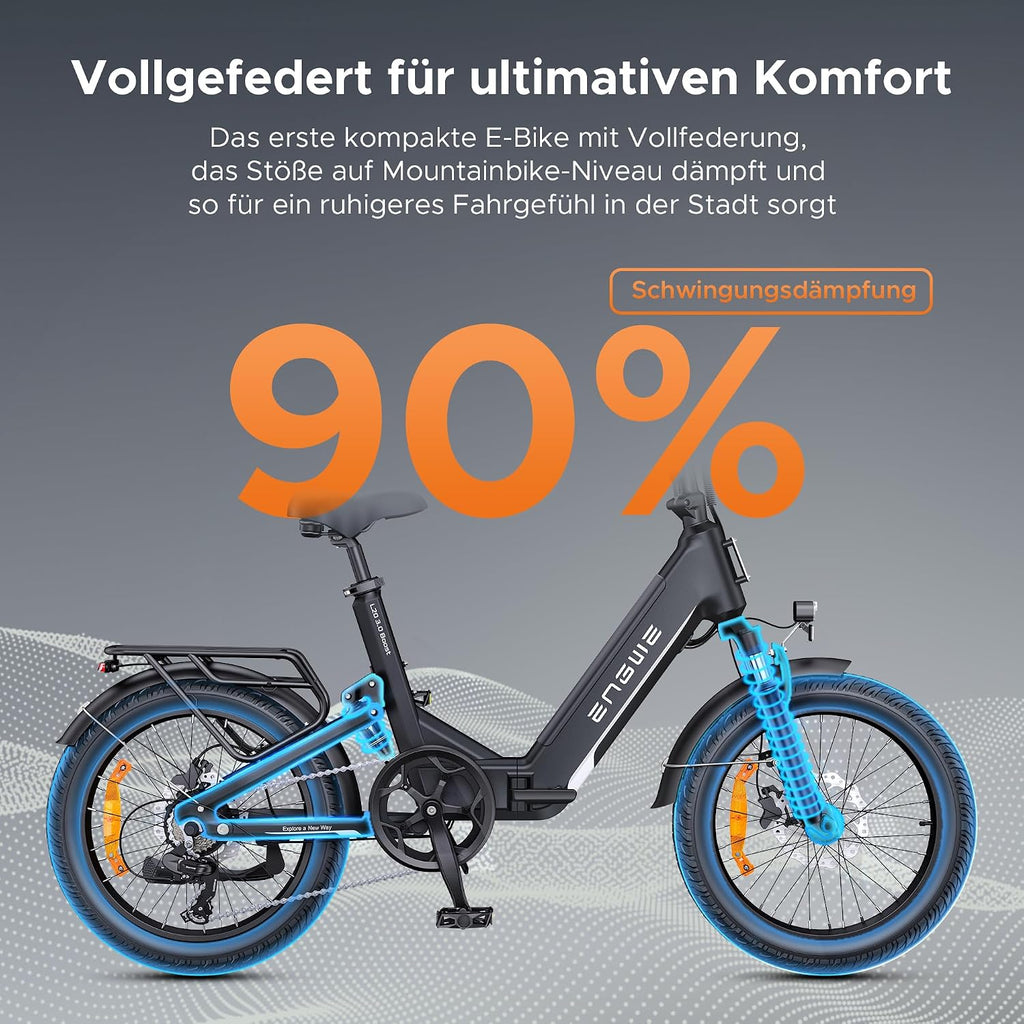 ENGWE L20 3.0 Boost E Bike 48V 13,5Ah 250W 20 Zoll Schwarz
