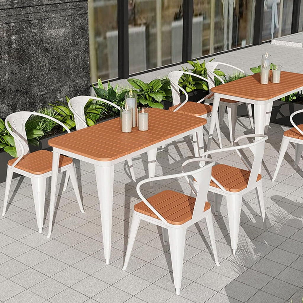 Generisch Kunststoffholz Stapelstuhl Set 4 Stühle Tisch 120x60x75 cm Schwarz