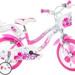 Dino Bikes Kinderfahrrad »14" Flappy Kinderfahrrad Mädchen Stützräder 3–5 Jahre Stützräder« 1 Gang mit Stützrädern, Korb und Puppensitz