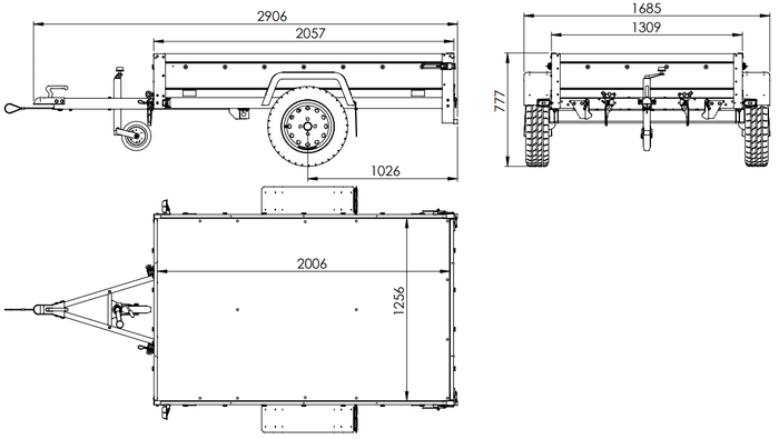 Einachsanhänger 200×125 UNITRAILER GARDEN 201 KIPP mit Gitterseitenwänden-Neu – Bild 2