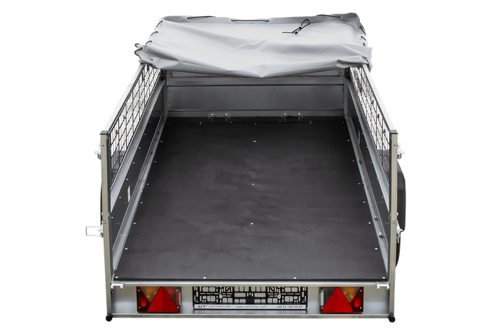 GARDEN TRAILER 264 KIPP mit Gitteraufsatz, Flachplane und Stützrad-Neu – Bild 9