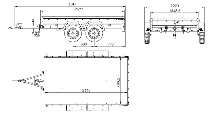 Zweiachsanhänger 264×150 UNITRAILER GARDEN 265/2 KIPP-Neu – Bild 2